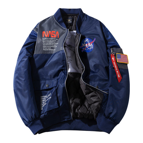 2019 Winter New Style MEN'S Cotton Clothes NASA Joint Pilots Stand Collar Jacket Large Size Couples Workwear